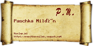 Paschka Milán névjegykártya